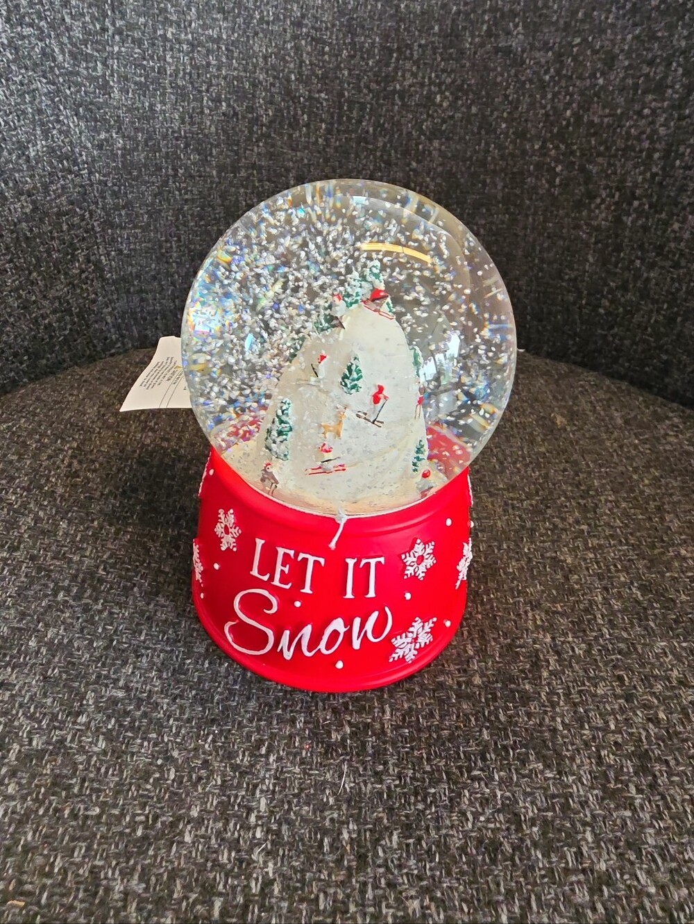 NWT Winter Christmas "Let It Snow" Ski Mountain Skiing Snow Globe Hobby Lobby
